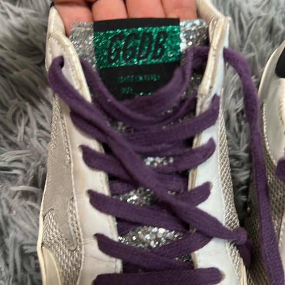 Golden Goose Silver Purple SuperStar Leather Glitter Sneaker 37 Limited Edition - Picture 5 of 5
